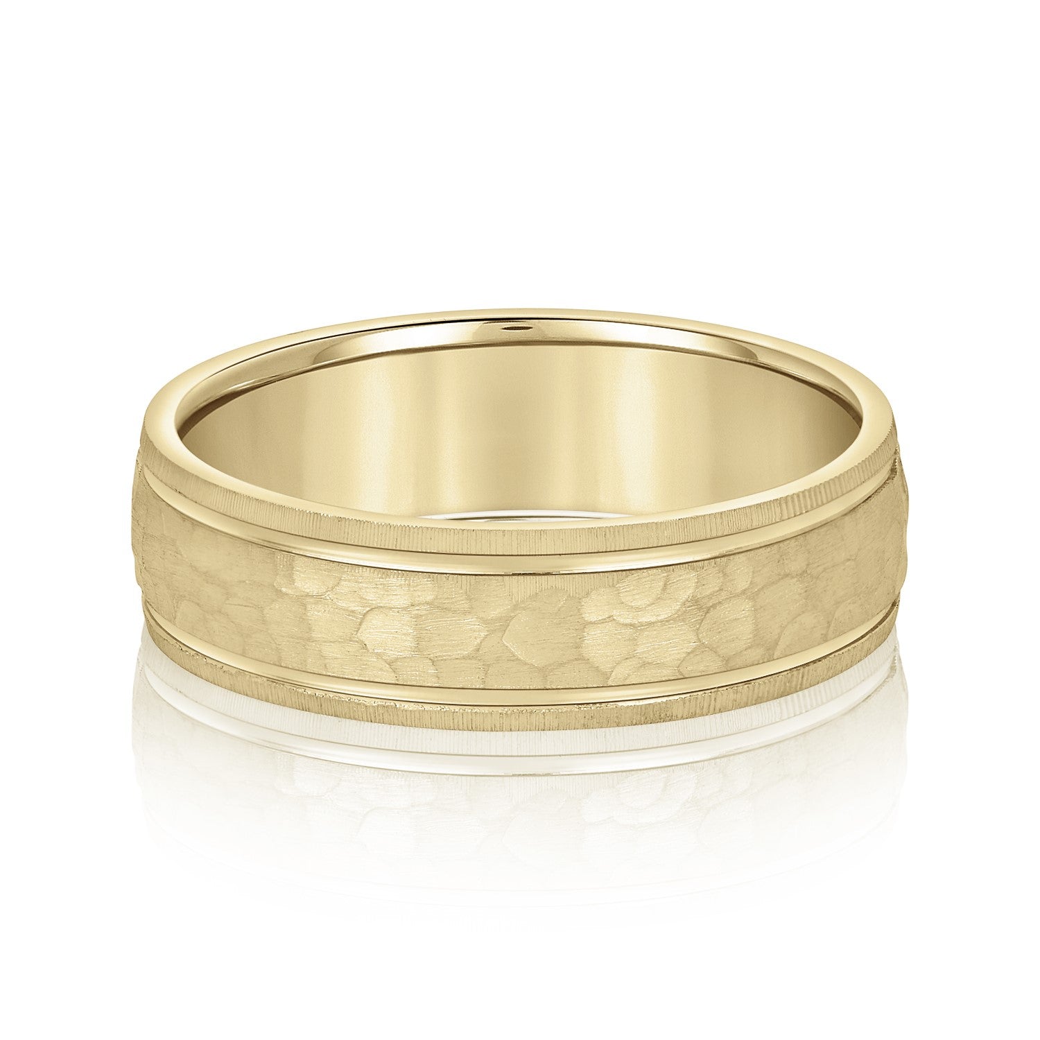 Men's Hammered Grooved Edged Band-VIRABYANI